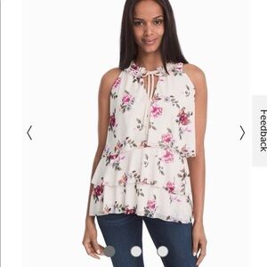 WHBM Floral Sleeveless Blouse Top L